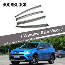 BOOMBLOCK-cubiertas de ventana para coche, visera para ventana, Deflector de viento para lluvia solar, toldo protector ABS para Toyota RAV4 2014 2015 2016 2017 2018 2024 - compra barato
