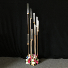 1 pçs 8 cabeças de metal candelabros castiçais acrílico mesa de casamento peça central flor suporte vela candelabros decoração da sua casa 2024 - compre barato