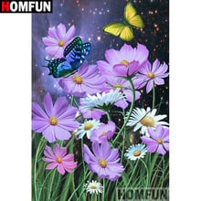 HOMFUN-pintura de diamante redondo/cuadrado completa, cuadro artesanal 5D, punto de cruz bordado de "mariposa de flores", regalo de decoración del hogar 5D A07723 2024 - compra barato