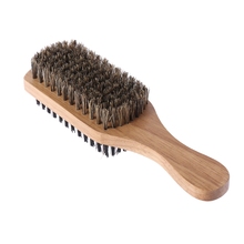 Men Double-Side Antistatic Hair Brush Wooden Handle Massage Facial Beard Styling 2024 - buy cheap