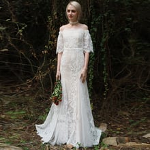 Mermaid Wedding dress Boho 2020 Exquisite Lace Off The Shoulder Half Sleeves Elegant Bride Dress Vestido De Noiva 2024 - buy cheap