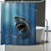 Cortina de chuveiro tubarão personalizada, cortina de chuveiro de poliéster à prova d'água com ganchos de plástico para banheiro mais tamanhos 2024 - compre barato