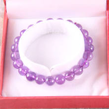 Free Shipping Fine Jewelry Stretch Purple 8MM Round Beads 100% Natural AA Crystal Bracelet 7.5" with Box 1Pcs RJ019 2024 - buy cheap