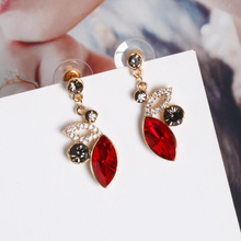 2019 new Korean temperament retro leaves long set rhinestone personality earrings female student earrings 2024 - buy cheap