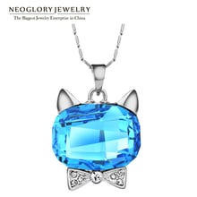 Necobertura de alta qualidade austríaca cristal strass animal fofo gato de grife colares com pingente presente para mulheres atacado b1 2024 - compre barato