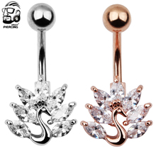 1Pc 316L Stainless Steel Elegant Romance Peacock Zircon Crystal Belly Button Ring Navel Piercing Nombril Ombligo Body Jewelry 2024 - buy cheap