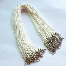 Hot! Wholesale 2mm White Wax Leather Cord Necklace Rope 45+5cm Chain Lobster Clasp DIY Jewelry Accessories 100pcs Fast Shipping 2024 - buy cheap