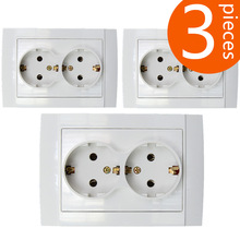 3 pieces 118mm type European German standard double wall power outlet CE certified ABS material socket EU-8012 2024 - buy cheap