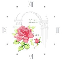 Paquete de bordado de alta calidad, Kits de punto de cruz, puerta de flor rosa de lujo sin abrir, con reloj, envío gratis 2024 - compra barato