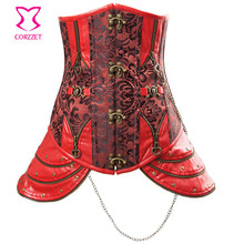 Plus Size Gothic Corsets Red Brocade Waist Traing Steel Boned Corset Steampunk Underbust Bustier Sexy Korsett For Women S-2XL 2024 - buy cheap