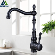 Rozin Black Bronze Kitchen Faucet Classical Deck Mounted Kitchen Faucets 360 Degree Rotation Hot Cold Water Mixer Taps 2024 - buy cheap