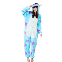 Azul Kigurumi Pijama Monstro Kegurumi Animal Adulto Macacão para Mulheres Homens Casal Pijamas de Inverno Pijamas de Flanela Pijamas pijama 2024 - compre barato