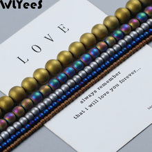 WLYeeS Polish Hematite Beads Matte Plating Multi Mixed color 2 4 6 8 10mm Gold Round Loose Beads for Jewelry Bracelet Making DIY 2024 - buy cheap