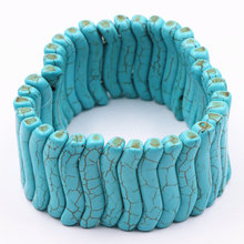 Charm-pulsera de hilo de piedra calaita turquesas para mujer, brazaletes elásticos con estilo de moda, regalo de joyería de 6cm, A547 2024 - compra barato