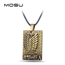 MOSU Anime Attack on Titan Bronze Metal Necklace Shingeki no Kyojin Cosplay Jewlery Wings of Liberty Pendant Accessories 2024 - buy cheap