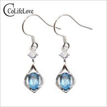 CoLife Jewelry 925 Silver Topaz Dangler for Wedding 100% Natural Topaz Drop Earrings 925 Silver Topaz Jewelry Gift for Girl 2024 - buy cheap