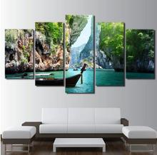 Casa moderna arte da parede decoração de casa quadro fotos 5 peças natureza canyon lago paisagem hd impresso pintura em tela cartazes 2024 - compre barato