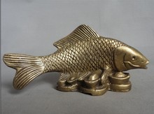 YM  316  Collectable Chinese Brass Carved Lifelike Fish Fortune Lucky Statue Figure 2024 - buy cheap