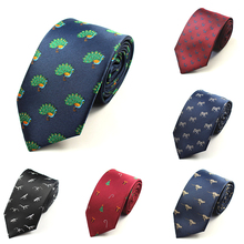 GUSLESON Quality Fashion Men's Ties Dinosaur Pattern Red Mens Wedding Neckties 7cm slim Neck tie Business Silk Ties For Men Tie 2024 - buy cheap