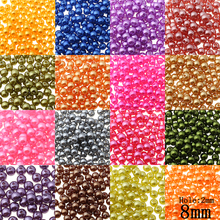 8mm 18 colores recto ronda abalorios 200 unids/lote al por mayor de plástico ABS imitación de bola del grano de la perla para niños de la joyería de DIY decoración 2024 - compra barato