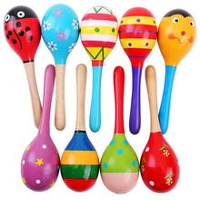 SALE!!Random Color Wooden Maraca Wood Rattles Kids Musical Party favor Child Baby shaker Toy 1PC 2024 - buy cheap
