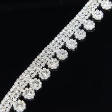 5 jardas deslumbrante redondo cristal strass diamante guarnição fita nupcial casamento corrente borla franja 2024 - compre barato