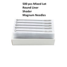 500 PCS/Lot Assorted Sizes Disposable Sterile Round Liner Shader Flat Magnum Tattoo Needles for Tattoo Machine & Grips 2024 - buy cheap