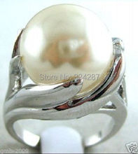 Fashion Women's 14MM Genuine White   South Sea Shell Pearl Jewelry Ring Size 6 ,7,8,9,10 2024 - buy cheap