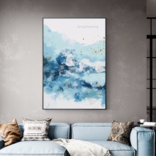 White Blue Hand Painted Abstract Oil Painting on Canvas for Living Room Home Decor Big Cheap Wall Art Acrylic Paintings 2024 - buy cheap