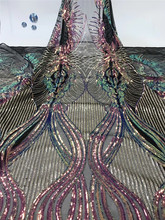 Tela de encaje francés con lentejuelas bordadas en H-1970504 de alta calidad tela de encaje africano con tela de tul de malla bordada 2024 - compra barato