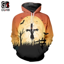 OGKB Halloween Women Pumpkin Hoodies 3D Printed Black Scarecrow Sweatshirt The New Listing Free Shipping Autumn Clothing 2024 - buy cheap