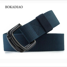 BOKADIAO New men&women nylon elastic belt Double Ring buckle Stretch Canvas belt luxury jeans belts for men waistband strap male 2024 - buy cheap