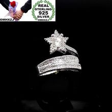 OMHXZJ Wholesale European Fashion Woman Man Party Wedding Gift Silver White Star AAA Zircon Open 925 Sterling Silver Ring RR279 2024 - buy cheap