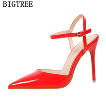 Bigtree-Sandalias de tacón alto para mujer, zapatos de marca, de charol, stilettos, para verano, 2021 2024 - compra barato
