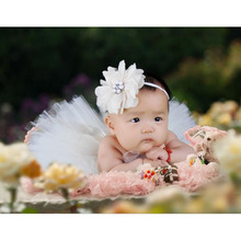 NEW Baby Tulle Tutu with Matching Flower Headband Set Newborn Photography Props Little Girl Bow Tutu Skirt GM002 2024 - buy cheap