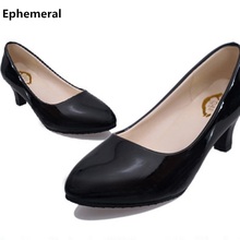 Sapatos de salto baixo stiletto feminino, barato, para escritório, mulheres, plus size, 11, 10, vermelho, preto, branco 2024 - compre barato