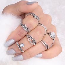 7 Pcs Vintage Women Hollow Carving Waterdrop Knuckle Midi Rings Set Rings for women midi Finger Knuckle rings Ring Set 2024 - buy cheap