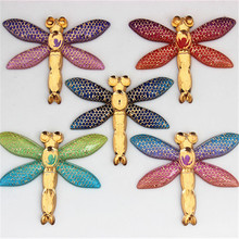 Micui-libélula De Colores acrílicos, accesorios artesanales para boda, plana de diamantes de imitación con parte trasera, apliques de cristal, 38x45mm, MC554, 10 Uds. 2024 - compra barato
