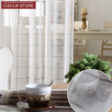 ICECUR-cortinas de tul transparente para decoración del hogar, tul de gasa de un solo Panel para dormitorio y sala de estar, color blanco puro 2024 - compra barato