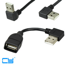 10 см 20 см USB 2,0 мужчина к женскому 90 Угловой Удлинительный адаптер кабель USB2.0 мужчина к женскому право/влево/вниз/вверх черный кабель Шнур 2024 - купить недорого