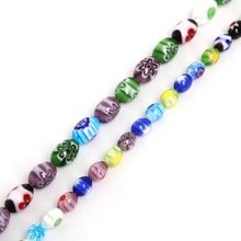 Hot Sale millefiori flower lampwork glass Oval shape beads mix color 15" For Necklace Bracelet DIY Jewelry Making 2024 - buy cheap