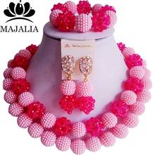 Fashion african jewelry set Pink Plastic Nigeria Wedding african beads jewelry set Free shipping Majalia-205 2024 - buy cheap