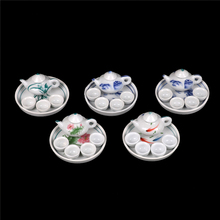 6Pcs Miniature Dollhouse Dinnerware Colorful Floral Print Porcelain Tea Set Tableware Cup Plate 2024 - buy cheap