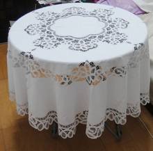 White  Handmade Buttonburg Lace  Embroidered  Tablecloth, Round , Free shipping 2024 - купить недорого