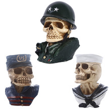 Escultura creativa de resina para casco de soldado del ejército americano, estatua de cráneo, decoración de escritorio de oficina en casa, adorno, regalo de cumpleaños y Halloween 2024 - compra barato