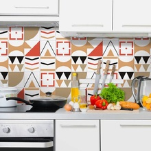 Красочные геометрические наклейки для плитки для гостиной, спальни, настенные Стикеры для кухни, маслостойкие наклейки для ванной, водонепроницаемые наклейки 2024 - купить недорого