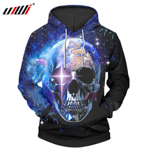 Ujwi novo céu estrelado 3d impresso crânio hoodies hoodie masculino 6xl tamanho grande com capuz o-pescoço pulôver roupas casuais sweats dropshipping 2024 - compre barato