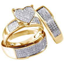 Anéis de casamento e noivado para mulheres e homens, joia colorida de ouro, presente da moda, sem desbotamento, 3 peças/conjunto 2024 - compre barato