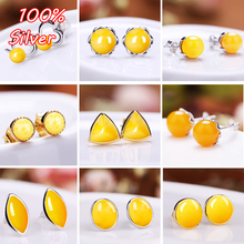 S925 sterling silver Color gold-plated earrings empty tray inlay beeswax ear earrings diy female  horse eye round pearl earrings 2024 - buy cheap