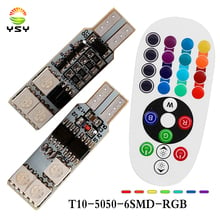 YSY 2 Set RGB Controle Remoto T10 W5W 194 5050 6 PCB SMD LED RGB Strobe Flash de Transformar a luz do Sinal lado Marcador Lâmpada Painel de Luz 2024 - compre barato